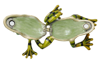 Green Frog Cremation Keepsake shown open